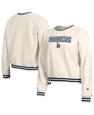Champion Women's Cream Los Angeles Dodgers Reverse Weave Sweatshirt In White