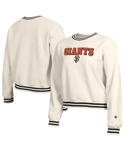 Champion Women's Cream San Francisco Giants Reverse Weave Sweatshirt In Black