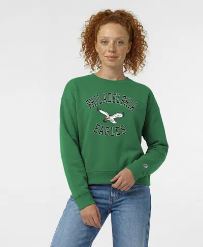 Champion Women's Crewneck Graphic Long-sleeve Sweatshirt In Green