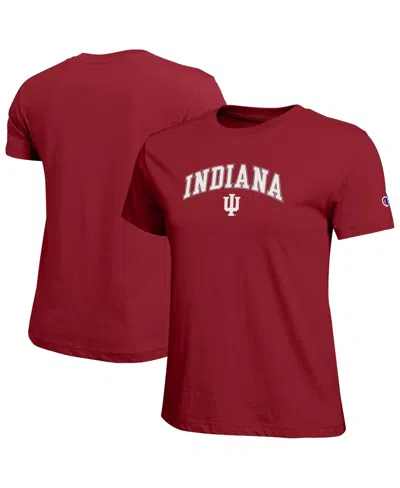Champion Women's Crimson Indiana Hoosiers Arched Over Logo T-shirt In Red