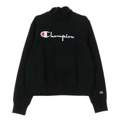 Champion Women's Cropped Turtle Neck Sweatshirt L/s Sweatshirt In Black