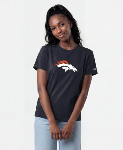 Champion Women's Denver Broncos Cotton-blend Logo T-shirt In Navy