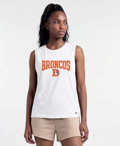 Champion Women's Denver Broncos Crewneck Muscle Tank Top In White
