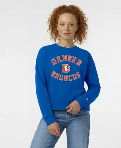 Champion Women's Denver Broncos Graphic Crewneck Long-sleeve Sweatshirt In Blue