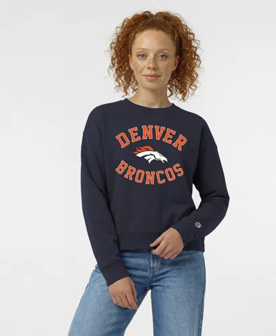 Champion Women's Denver Broncos Heart & Soul Graphic Crewneck Sweatshirt In Blue