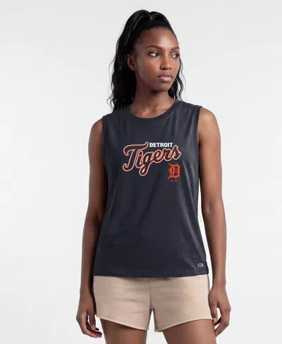 Champion Women's Detroit Tigers Muscle Tank Top In Navy