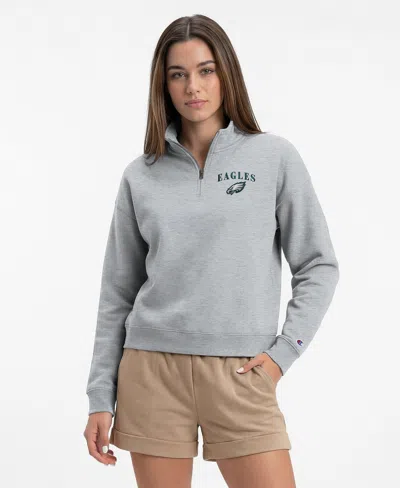 Champion Women's Fleece Mockneck Quarter-zip Dropped Shoulders Sweatshirt In Gray