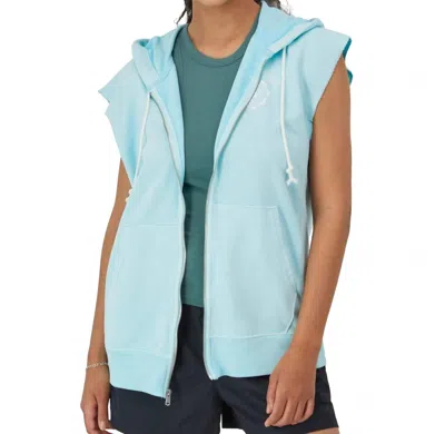 Champion Women's French Terry Sleeveless Hoodie In Frosted Turquoise In Blue