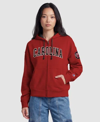 Champion Women's Garnet South Carolina Gamecocks Arch Full-zip Fleece Hoodie In Garnet,black