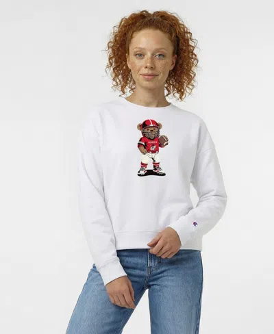 Champion Women's Georgia Bulldogs Teddy Bear Dropped-shoulder Sweatshirt In White