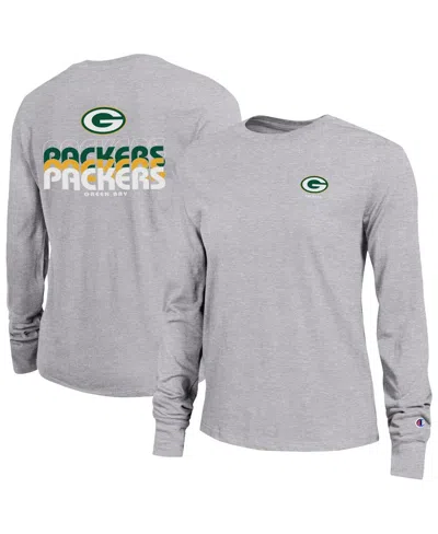 Champion Women's Gray Green Bay Packers Core Long-sleeve T-shirt