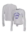 Champion Women's Gray Lsu Tigers Boyfriend Cropped Long Sleeve T-shirt In Gray