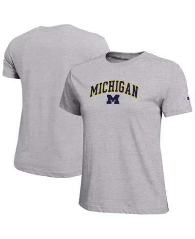 Champion Women's Gray Michigan Wolverines Arched Over Logo T-shirt