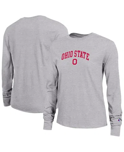 Champion Women's Gray Ohio State Buckeyes Arch Over Logo Long Sleeve T-shirt