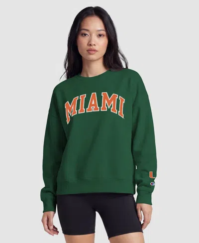 Champion Women's Green Miami Hurricanes Fleece Crew Sweatshirt