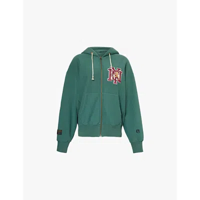 Champion Womens Green Nyc-embroidered Zipped Cotton-blend Jersey Hoody