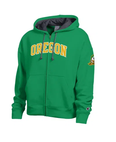Champion Women's Green Oregon Ducks Arch Full-zip Fleece Hoodie In Green,black