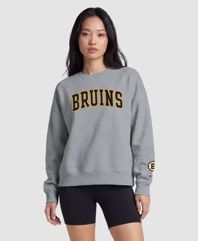 Champion Women's Heather Gray Boston Bruins Applique Crewneck Sweatshirt