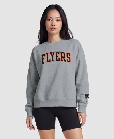 Champion Women's Heather Gray Philadelphia Flyers Applique Crewneck Sweatshirt