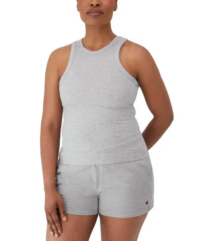 Champion Women's High-neck Ribbed Tank In Oxford Gra