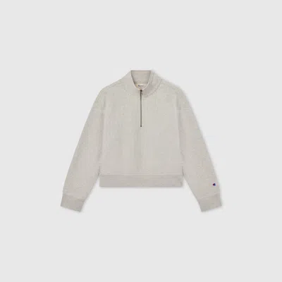 Champion Women's Knitted Half Zip Sweatshirt In White