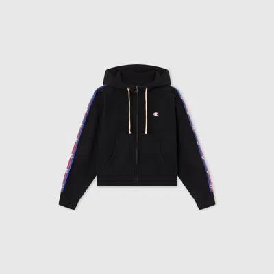 Champion Women's Knitted Hooded Full Zip Sweatshirt In Black Beauty