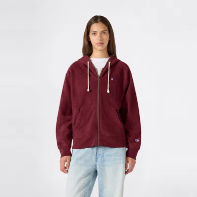 Champion Women's Knitted Hooded Full Zip Sweatshirt In Red