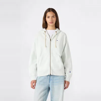 Champion Women's Knitted Hooded Full Zip Sweatshirt In White