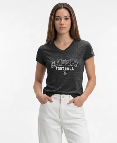 Champion Women's Las Vegas Raiders V-neck Graphic T-shirt In Black