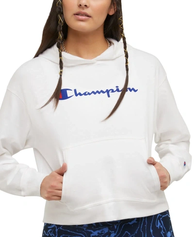 Champion Women's Long-sleeve Logo T-shirt Hoodie In White