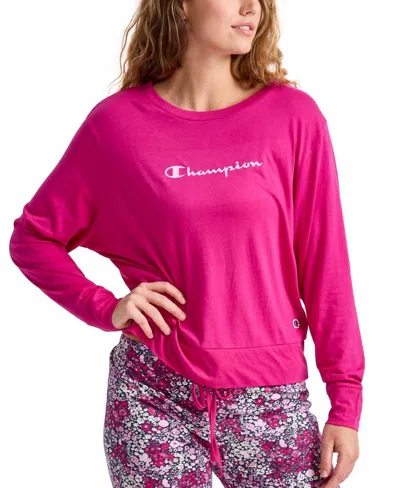 Champion Women's Long-sleeve Lounge Sleep T-shirt In Inariorchid In Pink