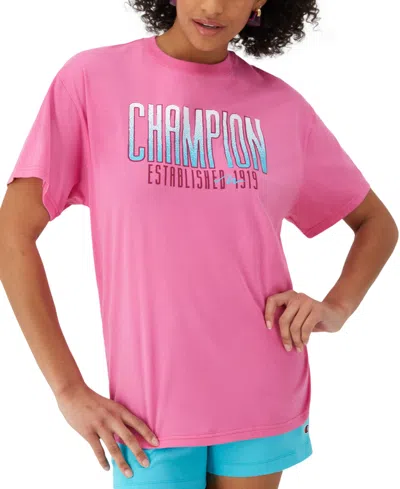 Champion Women's Loose-fit Logo Graphic T-shirt In Phlox Pink