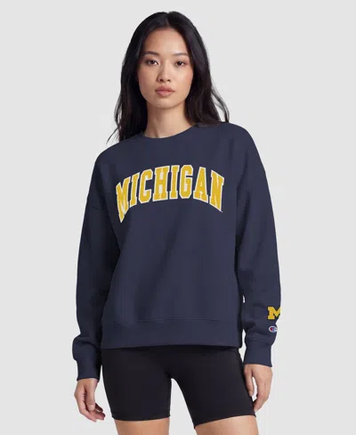 Champion Women's Michigan Wolverines Embroidered Relaxed-fit Sweatshirt In Blue