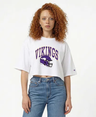 Champion Women's Minnesota Vikings Cropped Oversized T-shirt In White