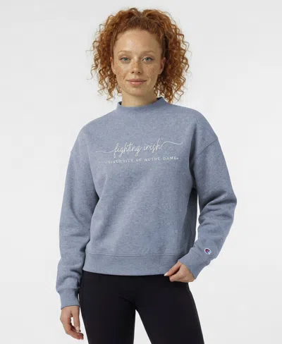 Champion Women's Mock-neck Cropped Pullover Sweatshirt In Blue