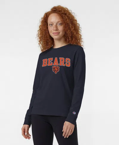 Champion Women's Navy Chicago Bears Core Logo Long-sleeve T-shirt In Blue