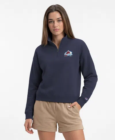 Champion Women's Navy Colorado Avalanche Power Blend Quarter-zip Sweatshirt In Blue