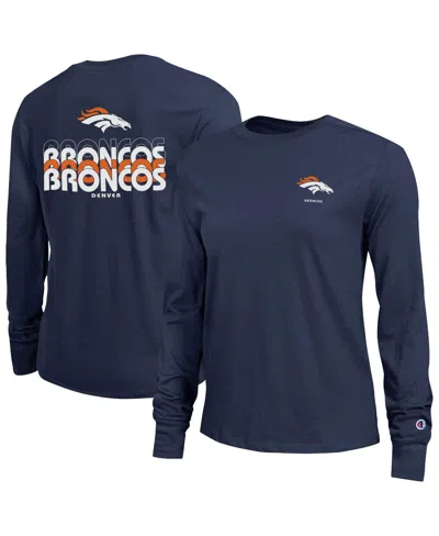 Champion Women's Navy Denver Broncos Core Long-sleeve T-shirt In Blue
