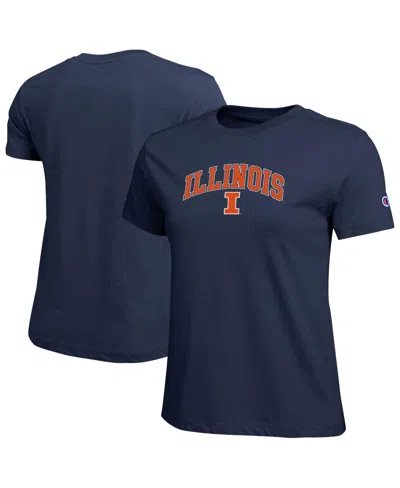 Champion Women's Navy Illinois Fighting Illini Arched Over Logo T-shirt In Blue