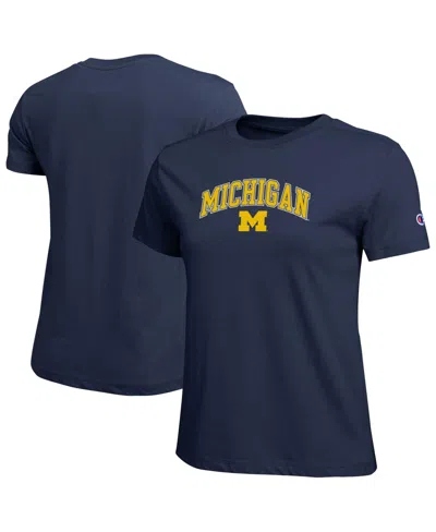Champion Women's Navy Michigan Wolverines Arched Over Logo T-shirt In Blue