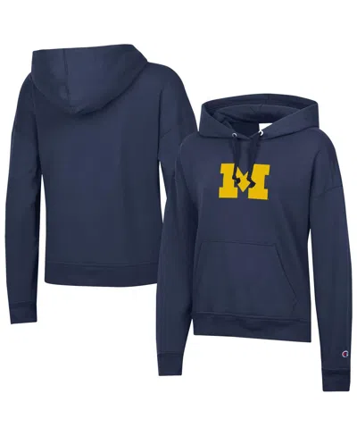 Champion Women's Navy Michigan Wolverines Powerblend Fleece Hoodie In Blue
