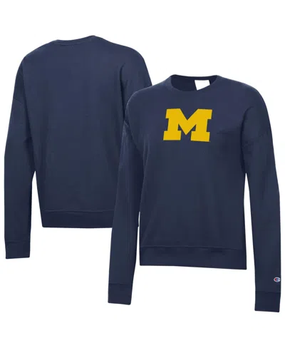 Champion Women's Navy Michigan Wolverines Powerblend Sweatshirt In Blue