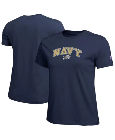 Champion Women's Navy Midshipmen Arched Over Logo T-shirt In Blue