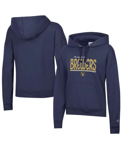 Champion Women's Navy Milwaukee Brewers Power Blend Hoodie In Blue