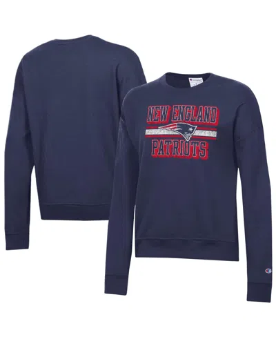 Champion Women's Navy New England Patriots Powerblend Fleece Sweatshirt In Blue