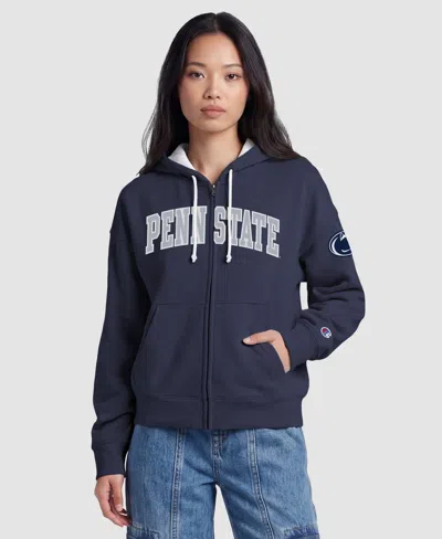 Champion Women's Navy Penn State Nittany Lions Arch Full-zip Fleece Hoodie In Blue