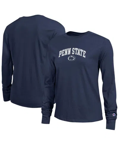 Champion Women's Navy Penn State Nittany Lions Arch Over Logo Long Sleeve T-shirt In Blue