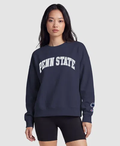 Champion Women's Navy Penn State Nittany Lions Fleece Crew Sweatshirt In Blue