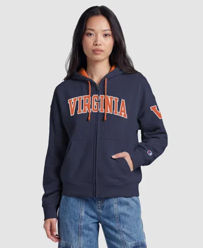 Champion Women's Navy Virginia Cavaliers Arch Full-zip Fleece Hoodie In Blue