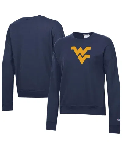 Champion Women's Navy West Virginia Mountaineers Powerblend Sweatshirt In Blue